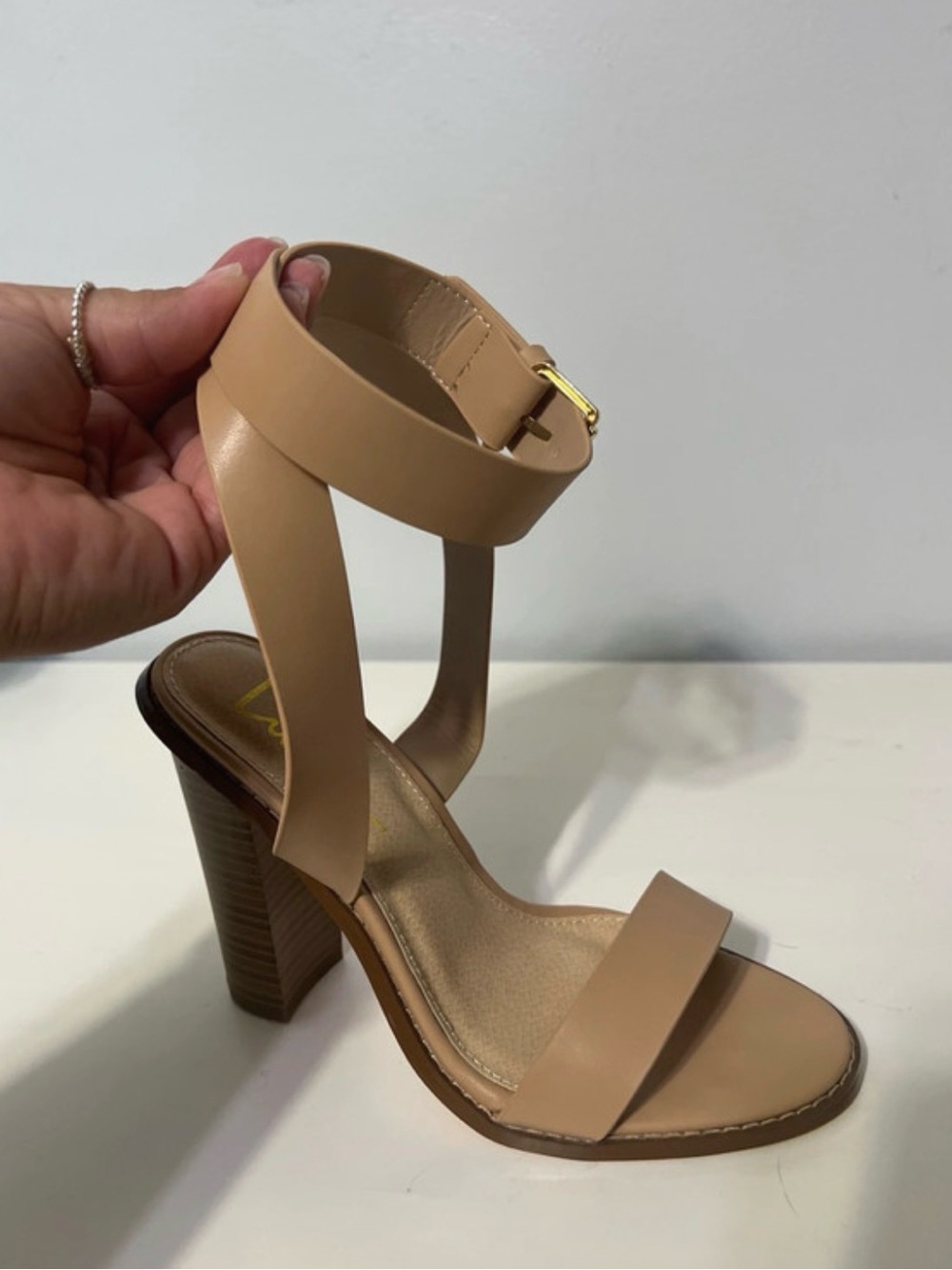 Lulu's Tan Ankle-Strap Block Heel Sandal